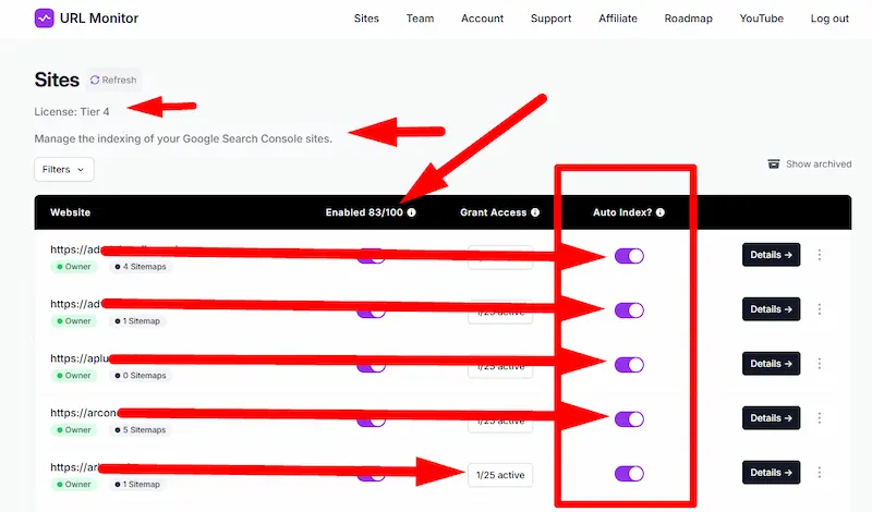 URL Monitor indexar Google